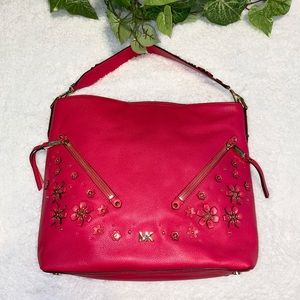 RARE Michael Kors Evie Large Floral Leather Purse